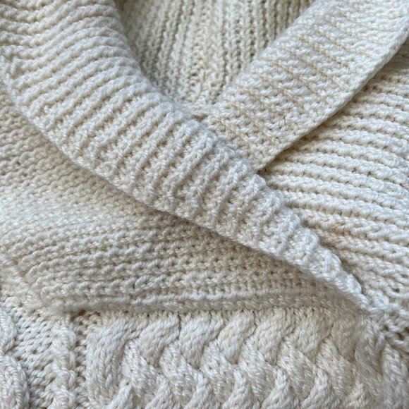 Vintage Aran Cable Knit Oversized Sweater Irish Scottish Wool Grandpa Fisherman - Picture 6 of 7